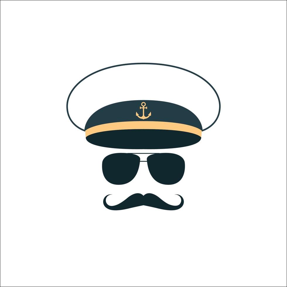 Captain sailor face icon. Vector illustration.