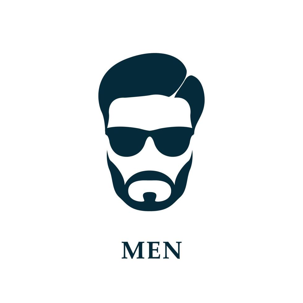 hombres con gafas de sol. estilo de corte de pelo y barba. vector