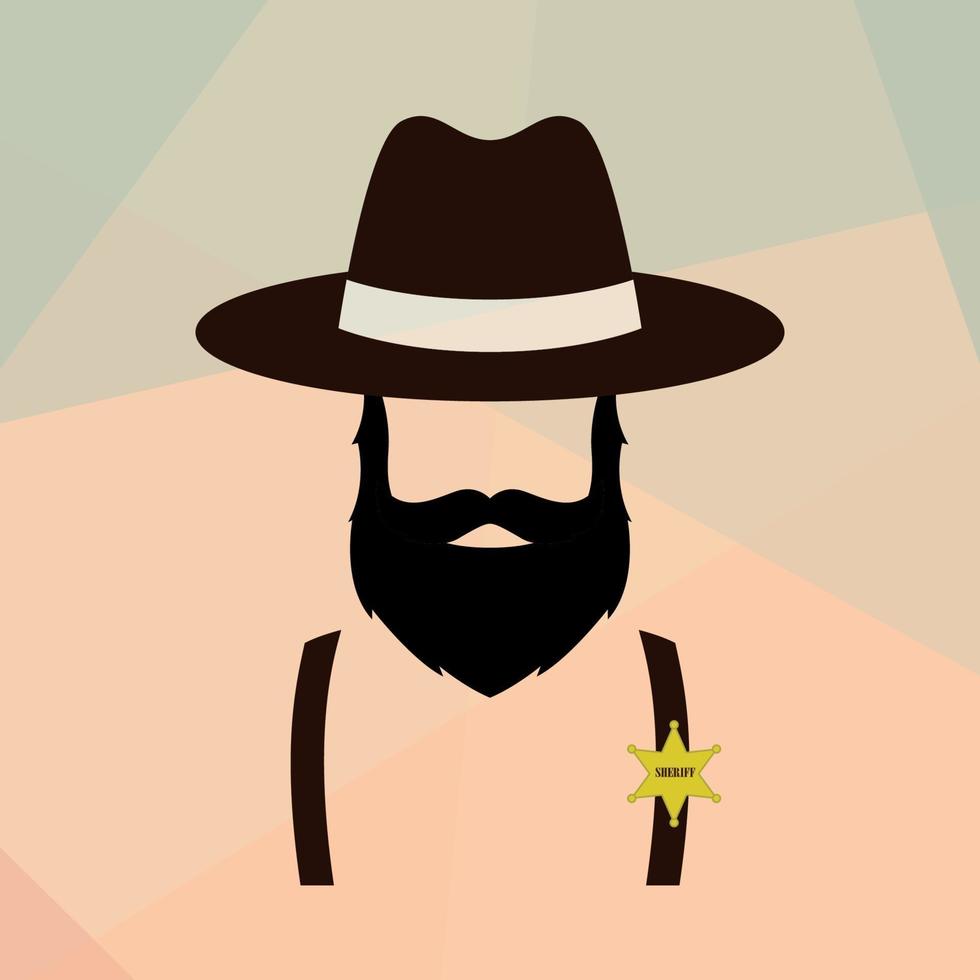 retrato de hombre sheriff. diseño retro de policía vector