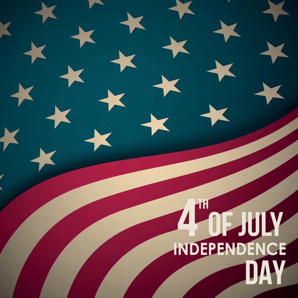 banner retro con bandera americana y texto. 4 de julio día de la independencia. vector saludo fondo.