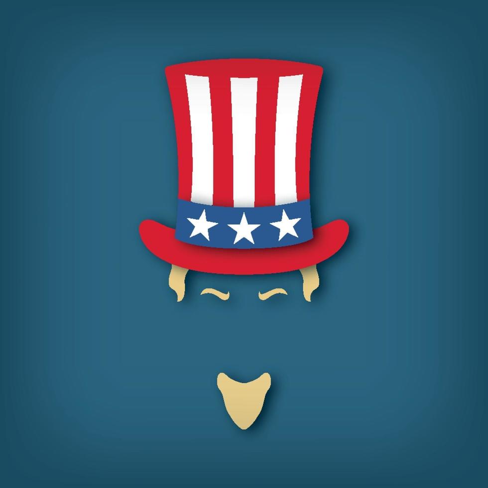 Portrait of Uncle Sam in Paper cut style vector