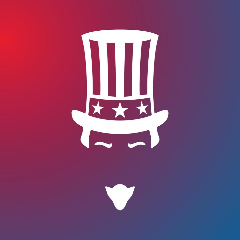 Vector icon of Uncle Sam. National holiday in United States of America Independence Day.