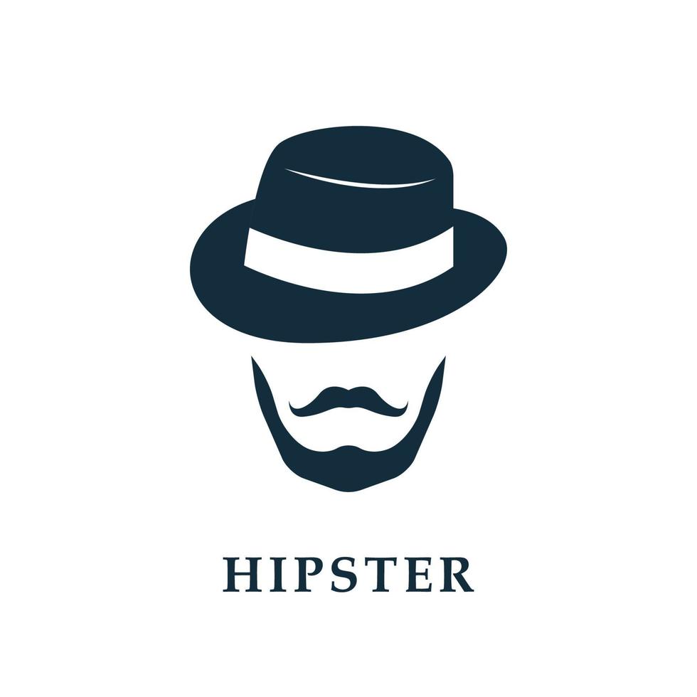 Vector portrait of bearded man wearing hat. Hipster avatar.