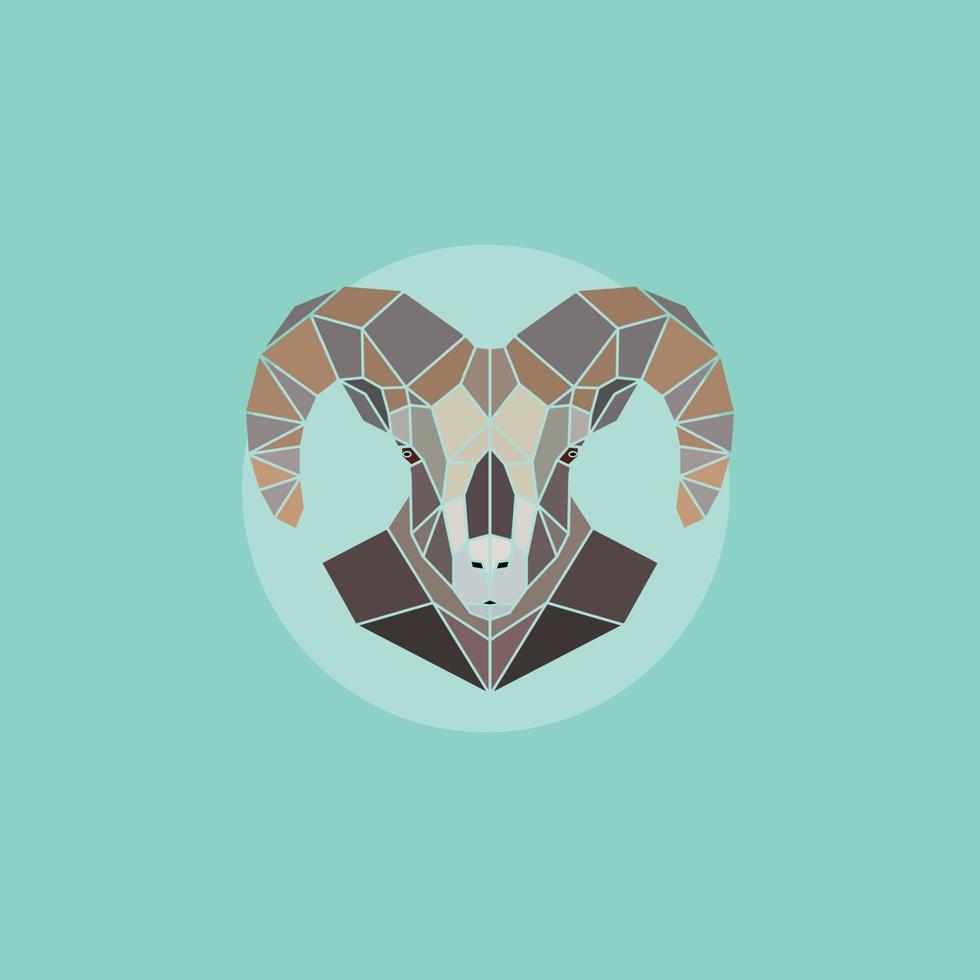 Vector geometric head mountain sheep.