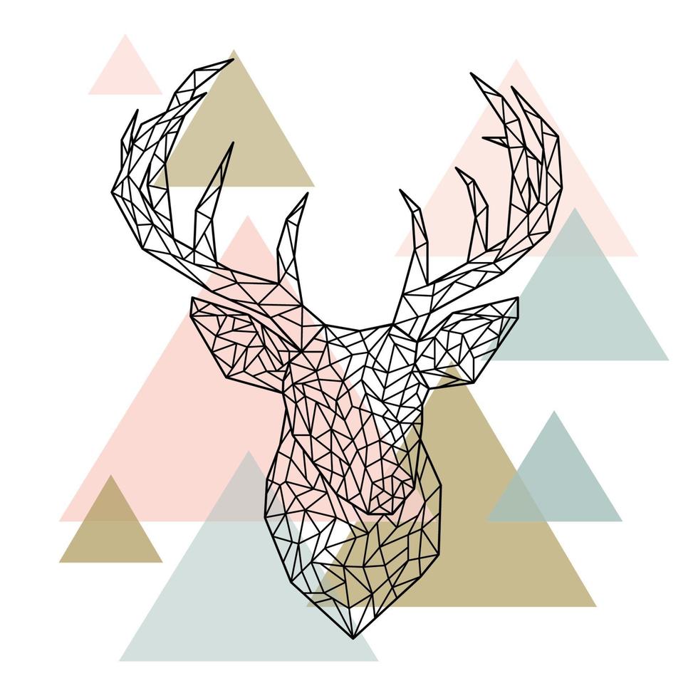 retrato de ciervo cabeza poligonal. estilo escandinavo. vector