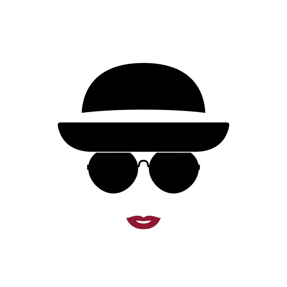 retrato de mujer hermosa de moda con gafas y sombrero. vector