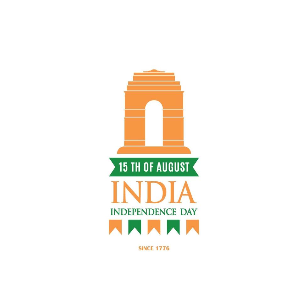 Design template for celebrating Independence Day of India, 15th August. Delhi Gate, New Delhi. vector