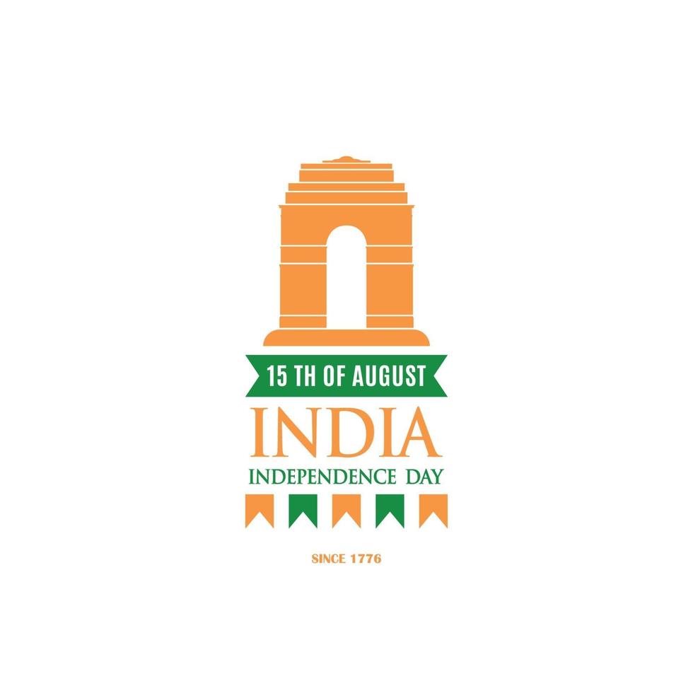 plantilla de diseño para celebrar el día de la independencia de la india, el 15 de agosto. puerta de delhi, nueva delhi. vector