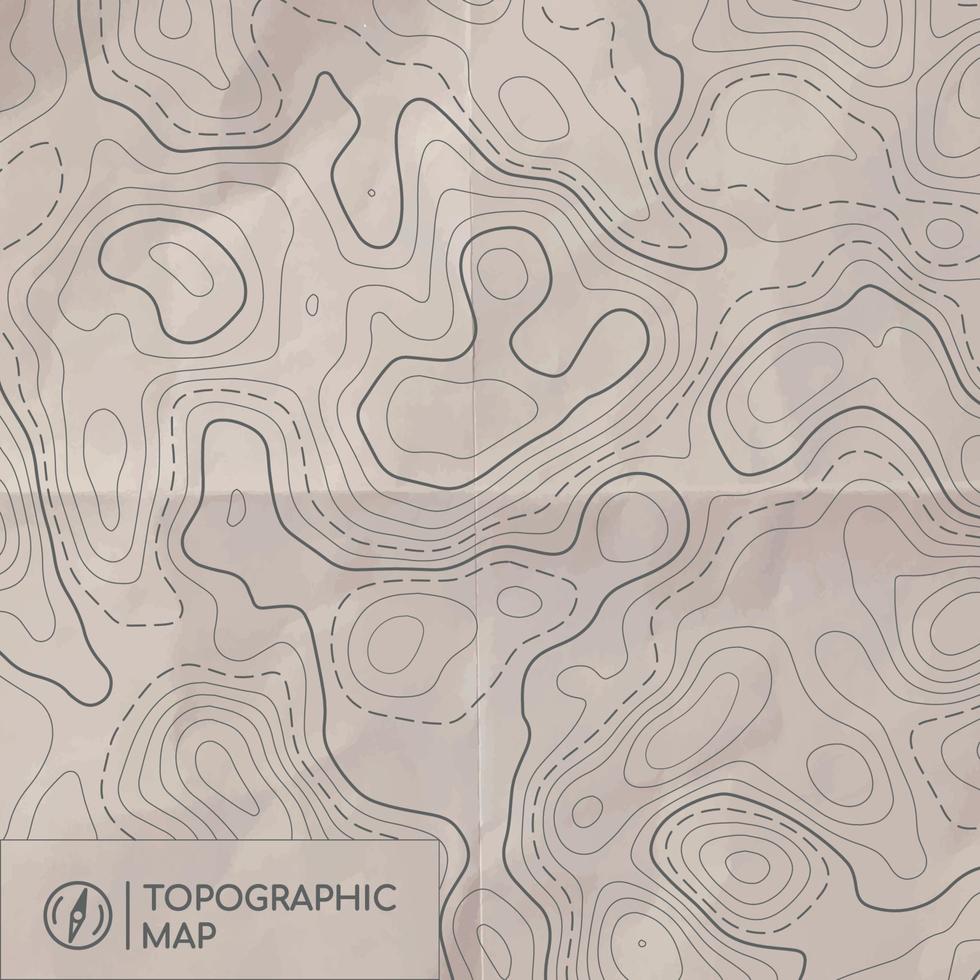 mapa de líneas topográficas. mapa topográfico concepto abstracto con efecto de papel viejo. vector