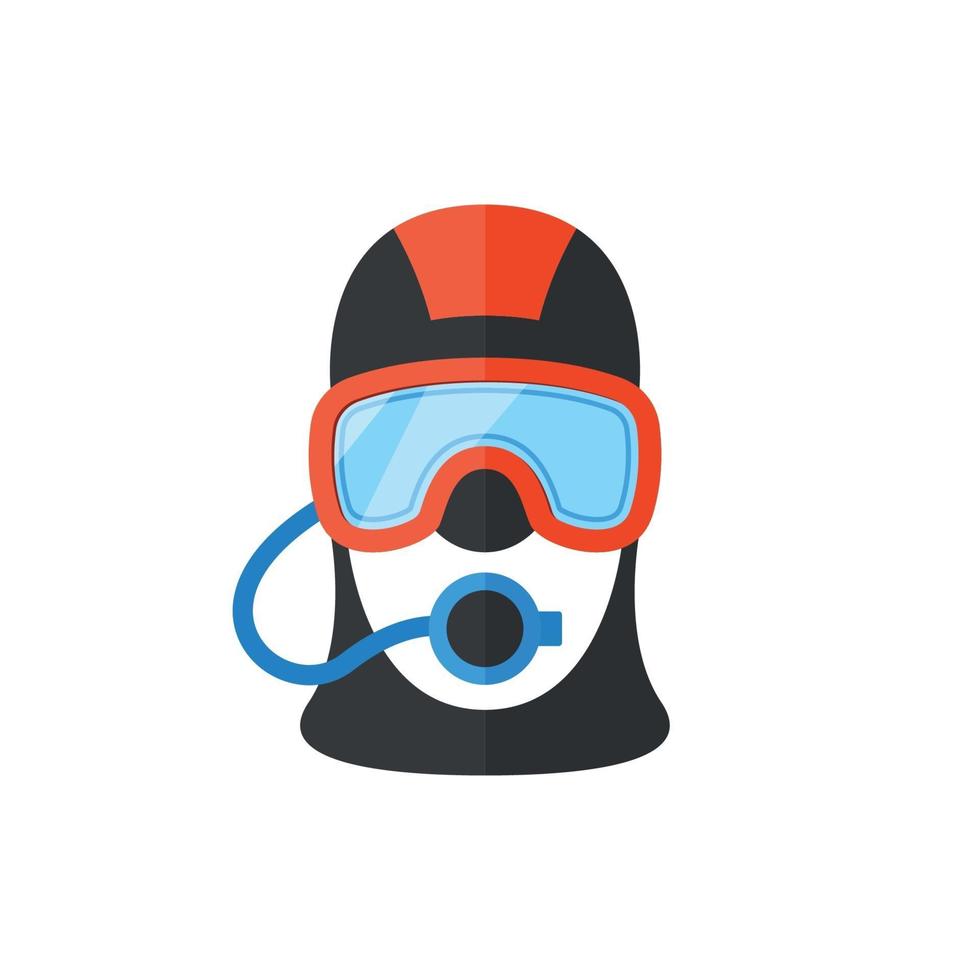 Portrait of a scuba diver in an professional equipment. Flat style profession icon. vector