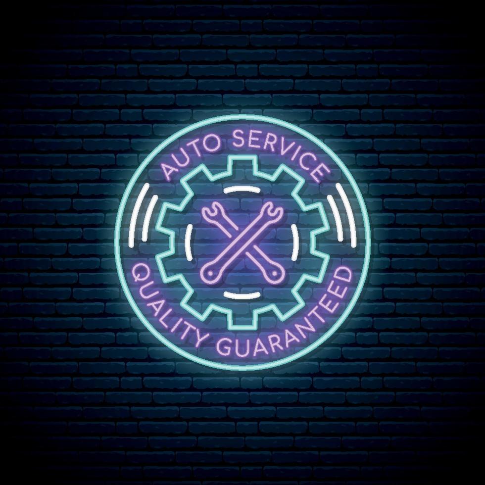 Neon sign of Auto Service design vector