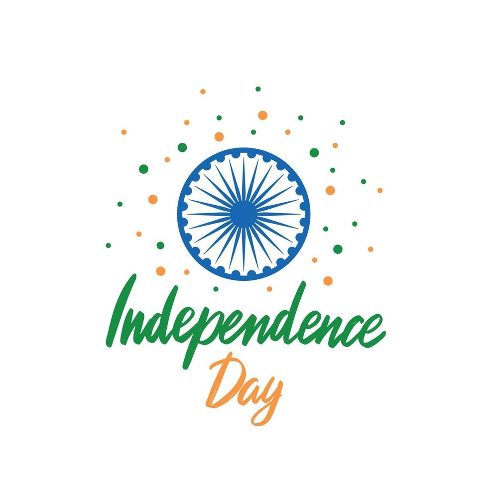 Greeting card with lettering for celebrating Independence Day of India, 15th August. Indian festive print. vector