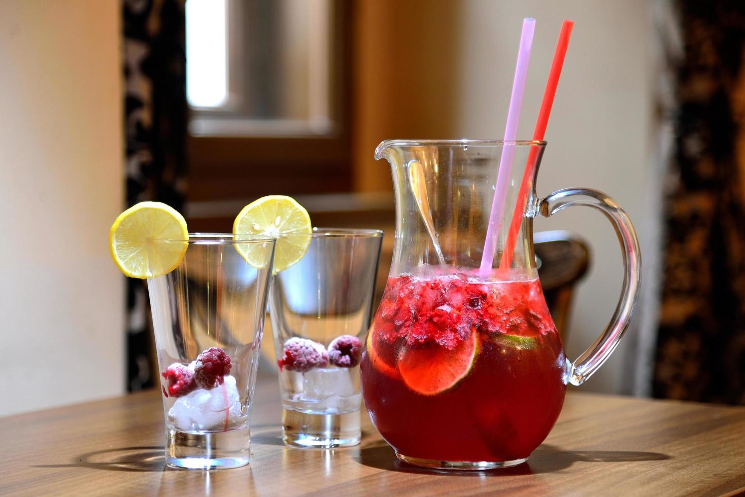 Homemade raspberry lemonade photo