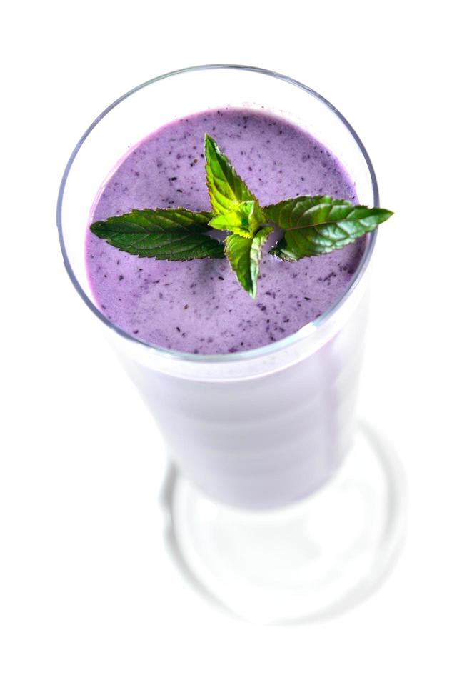 Top view of a blueberry milkshake photo