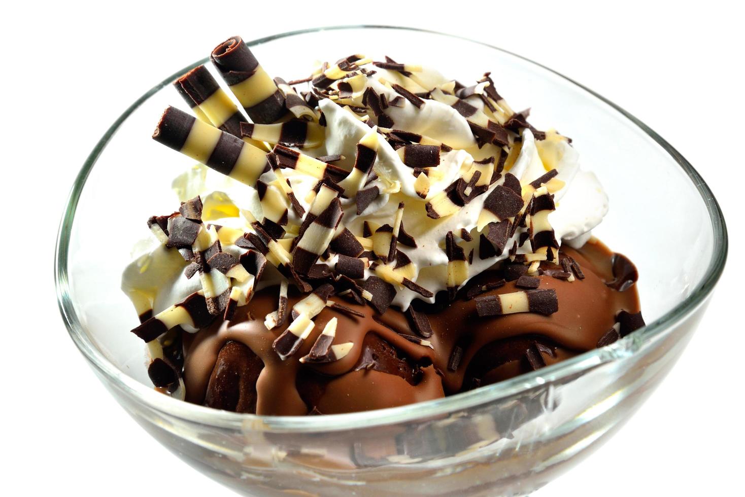 Chocolate sundae close-up photo