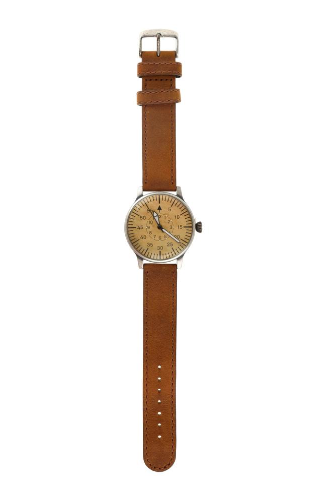 reloj de pulsera de cuero en blanco foto
