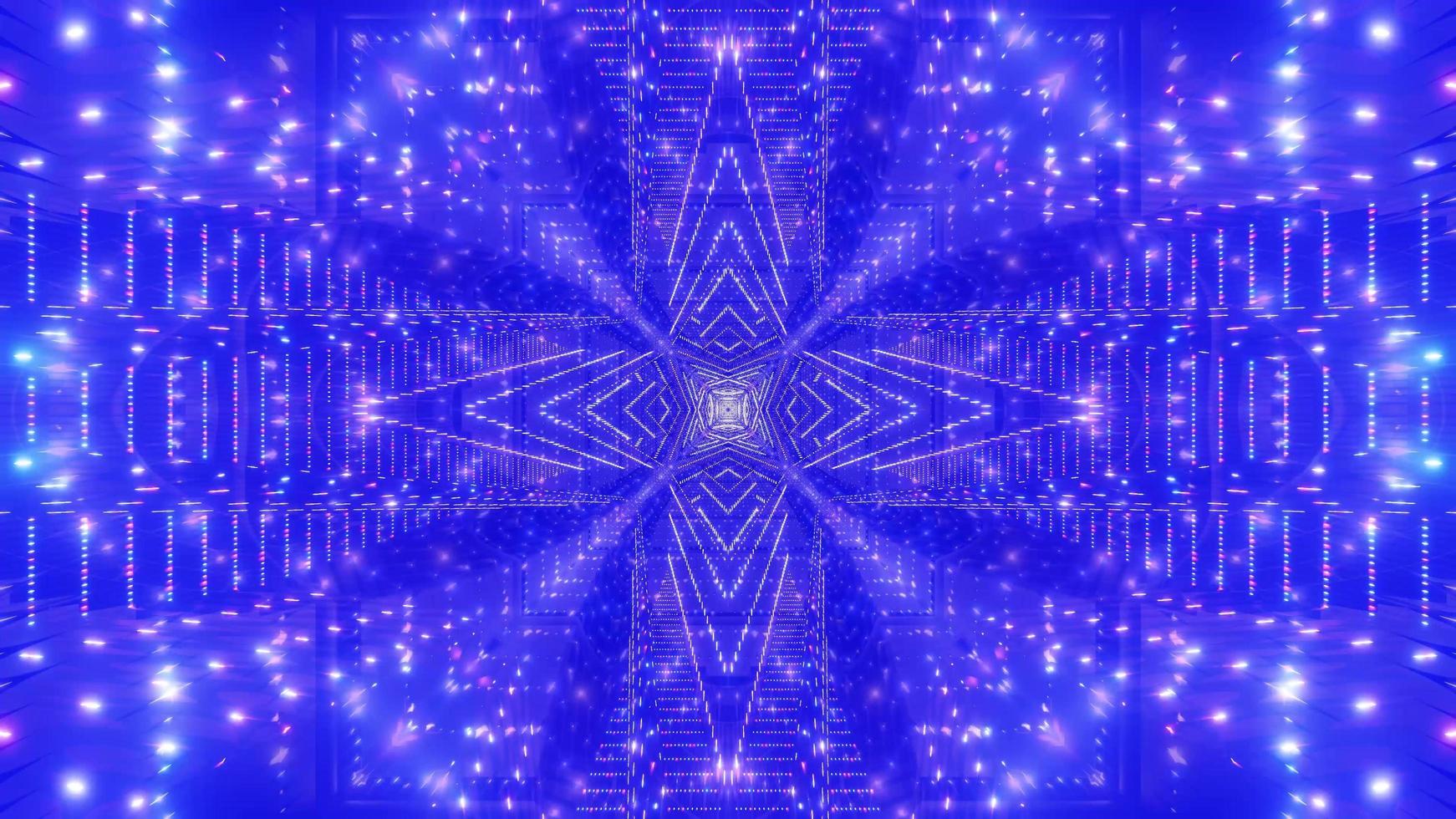 Blue, white, and green light and shapes kaleidoscope 3d illustration for background or wallpaper photo