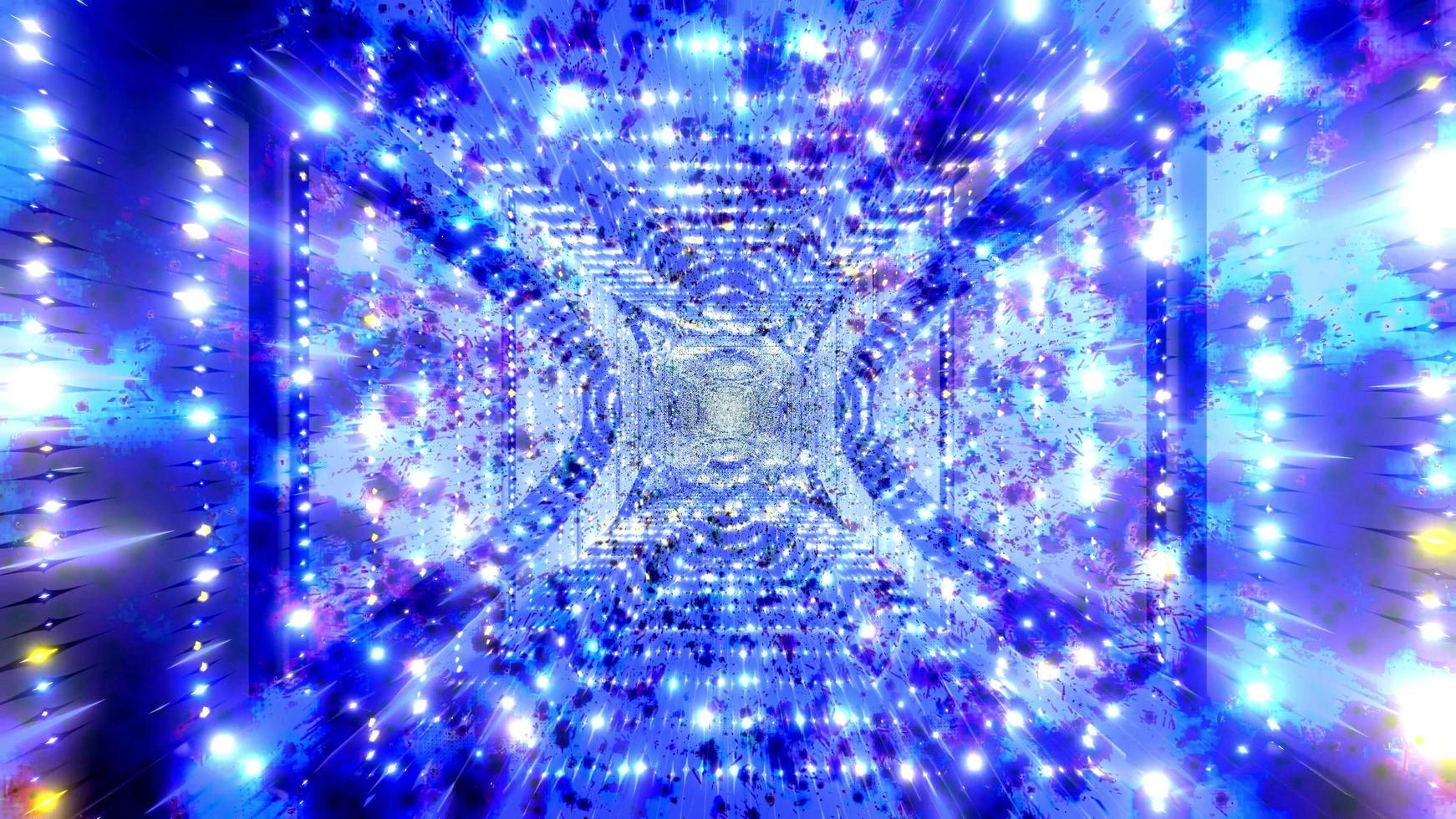 Blue and white light and shapes kaleidoscope 3d illustration for background or wallpaper photo