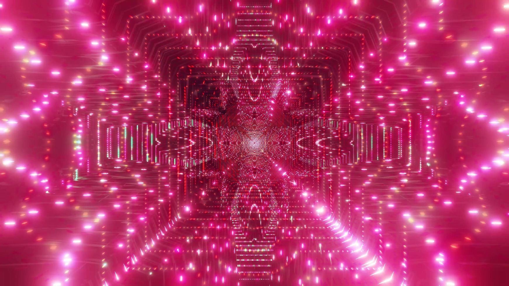 Red, white, and pink light and shapes kaleidoscope 3d illustration for background or wallpaper photo