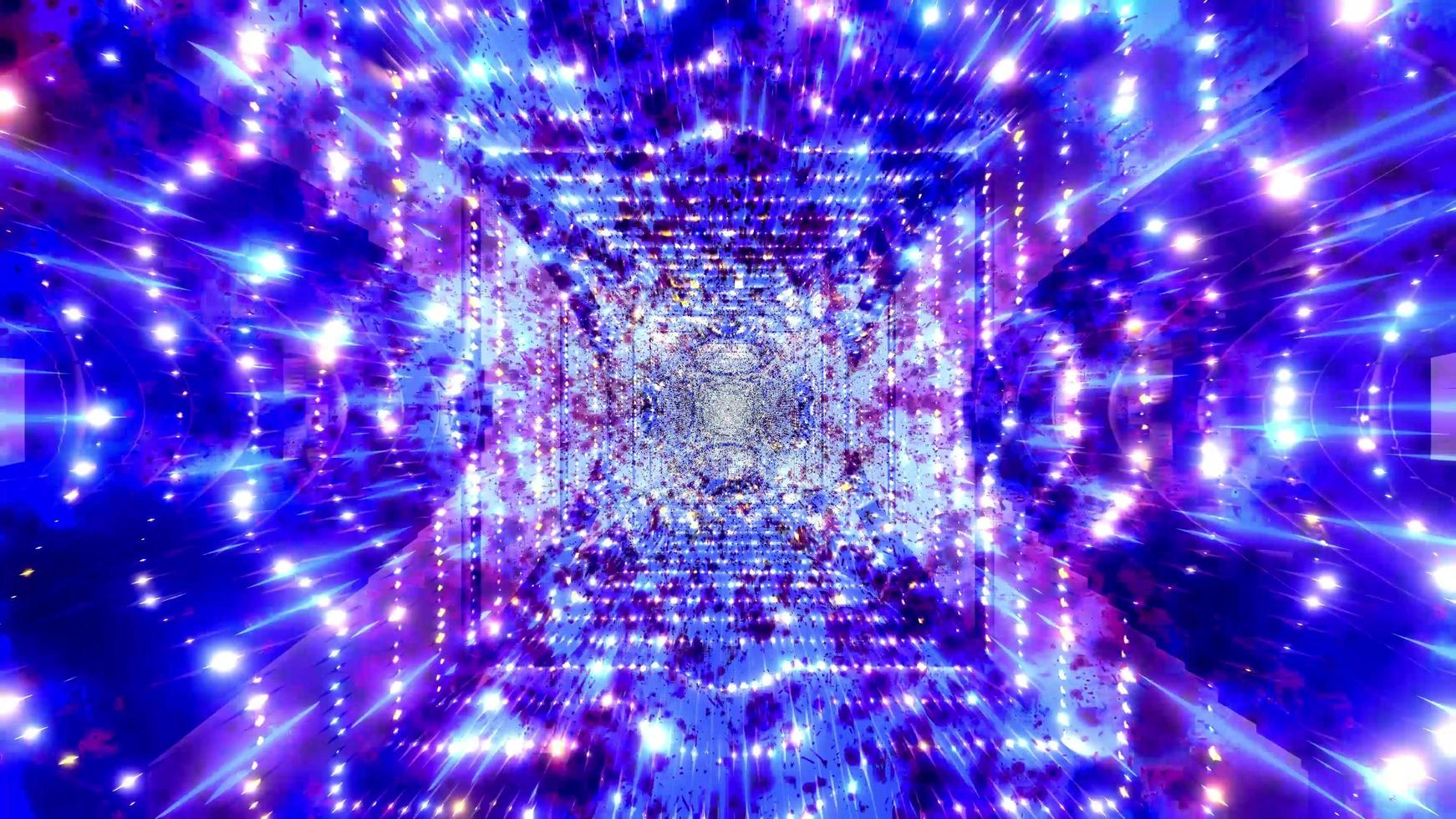 Blue, purple, and white light and shapes kaleidoscope 3d illustration for background or wallpaper photo