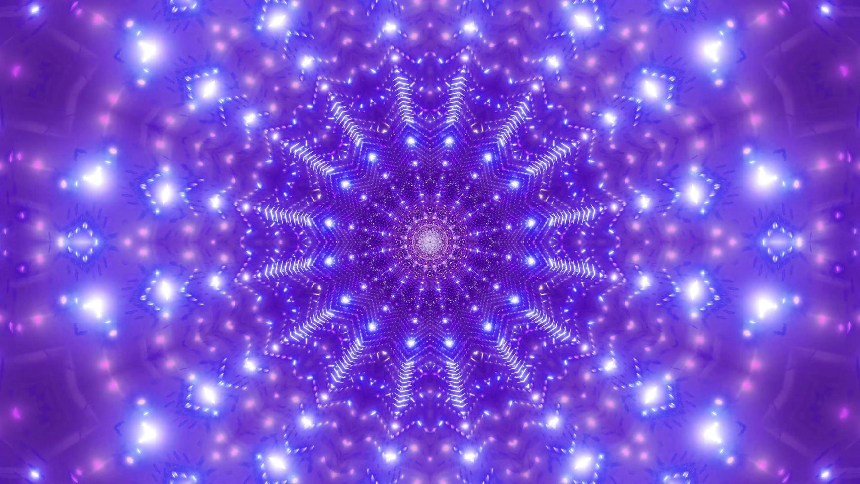 Blue, purple, and white light and shapes kaleidoscope 3d illustration for background or wallpaper photo