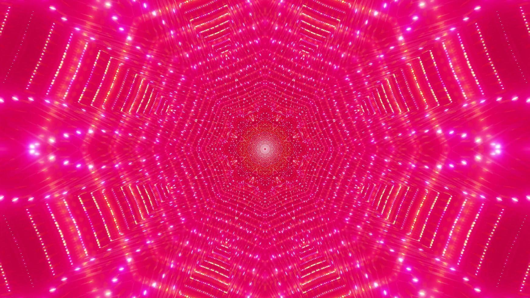 Red, pink, and white light and shapes kaleidoscope 3d illustration for background or wallpaper photo