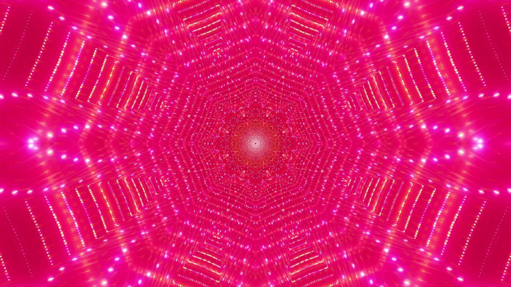 Red, pink, and white light and shapes kaleidoscope 3d illustration for background or wallpaper photo