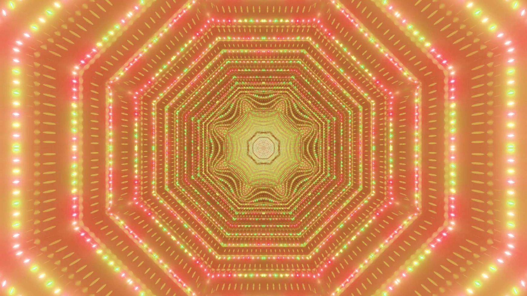 Red, yellow, orange, and white light and shapes kaleidoscope 3d illustration for background or wallpaper photo