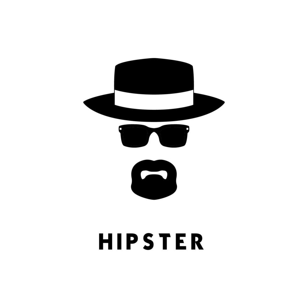 Cara hipster compuesta por las características básicas de perilla, sombrero y gafas de sol. vector