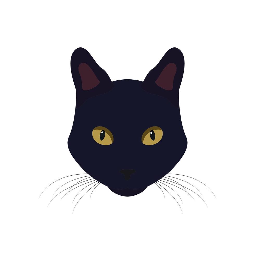 gato negro con ojos amarillos. Ilustración de vector de gato negro.