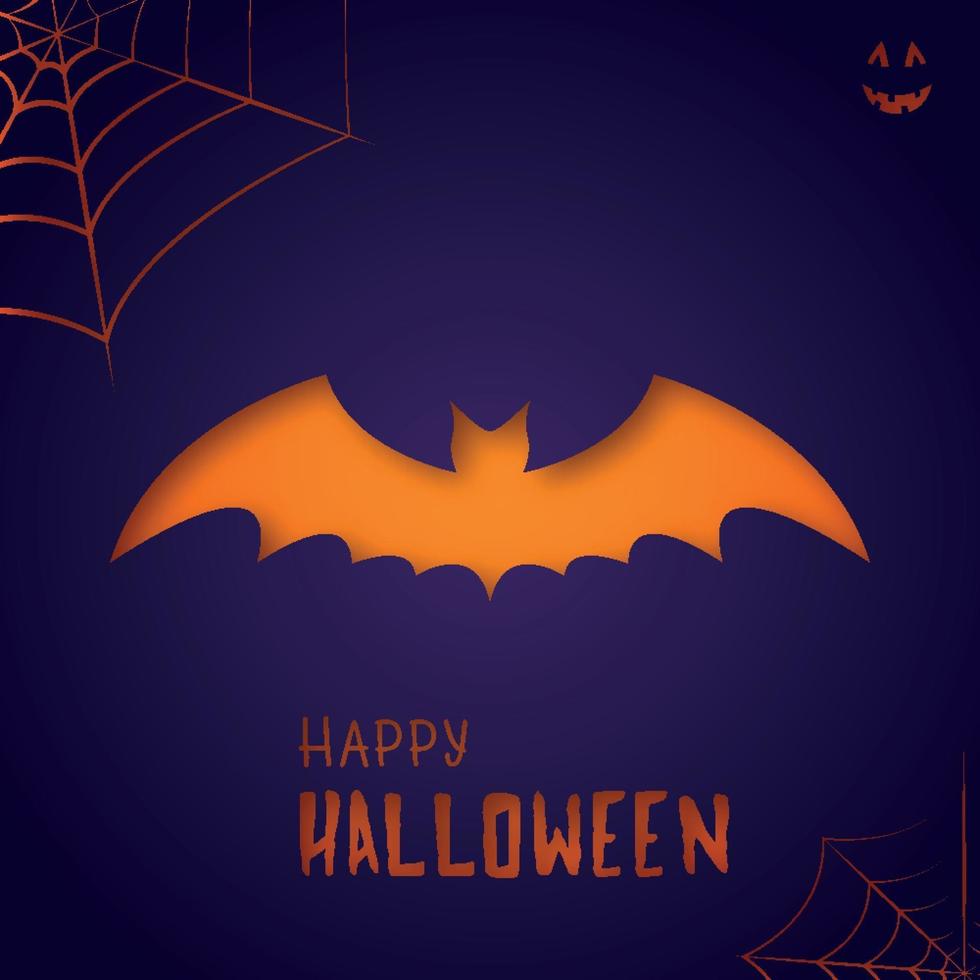 Bat on purple background. Happy Halloween. vector
