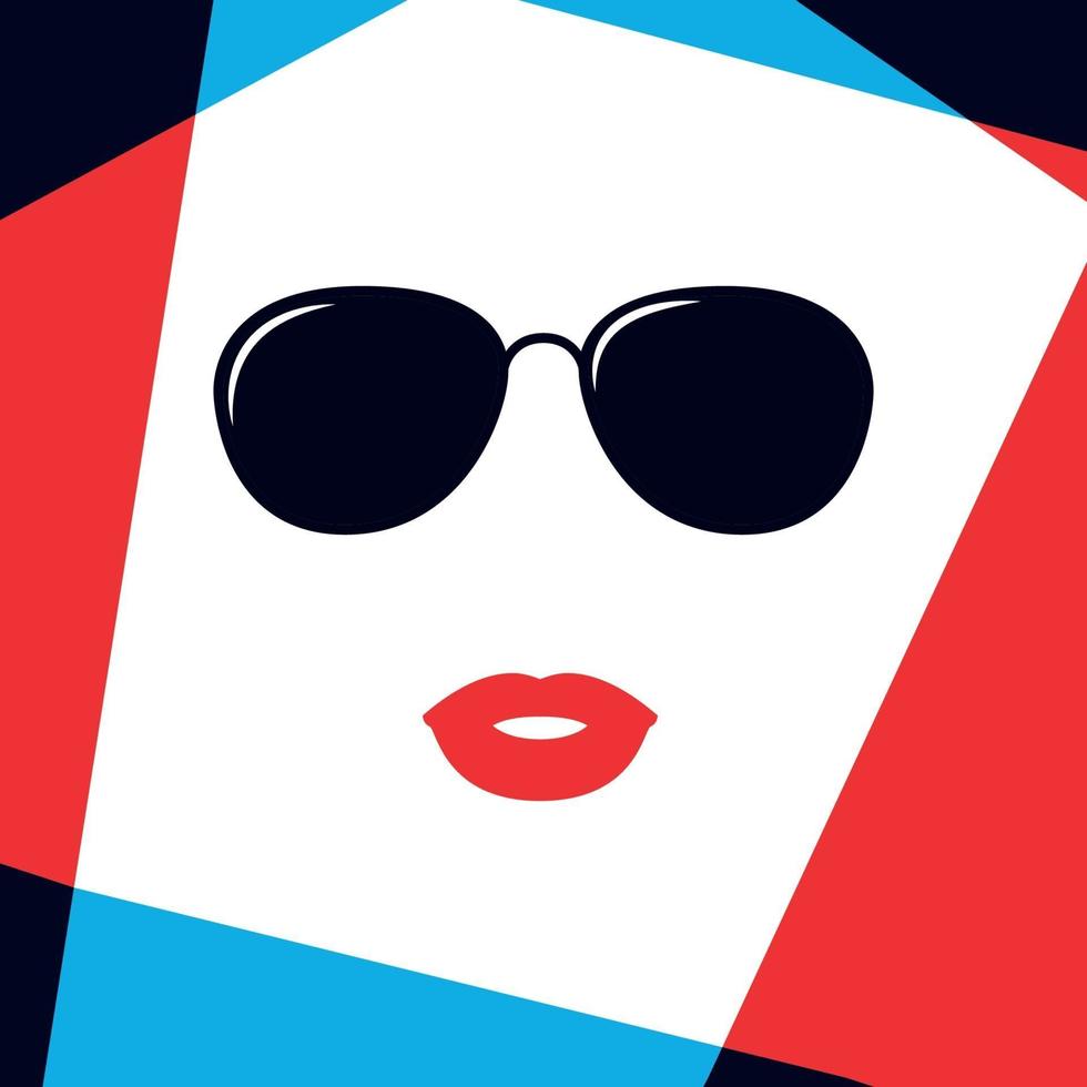 Model Women face in fashion sunglasses. vector