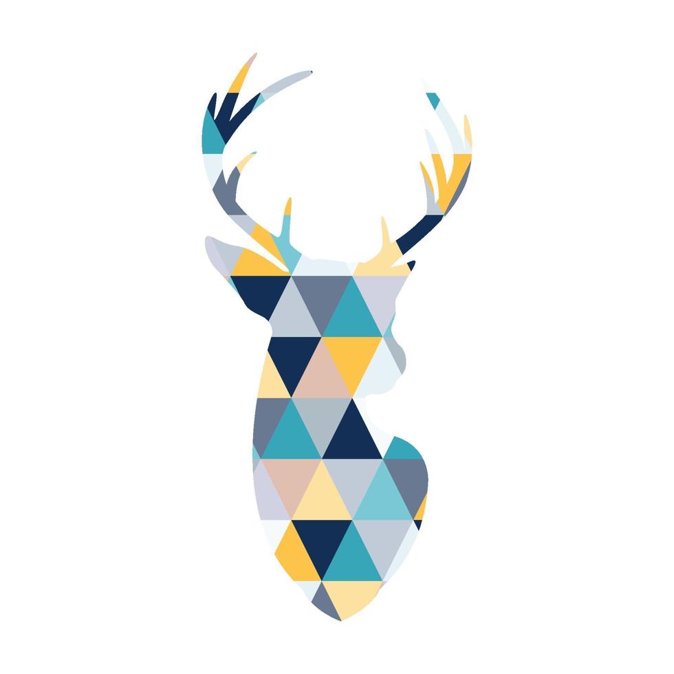 The head of the Scandinavian deer. Multi colored triangles. vector