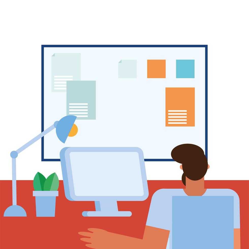 Flat design man working in the office vector