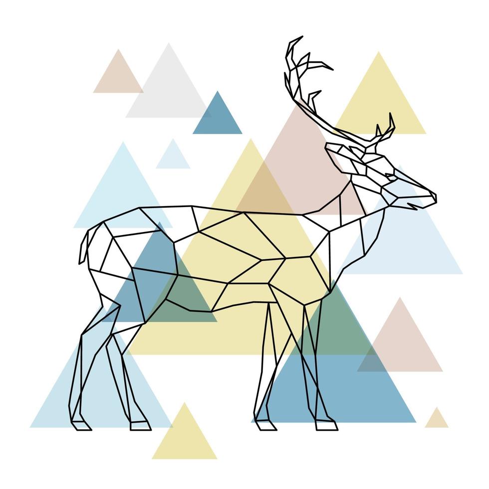 silueta de un ciervo geométrico de pie en el lateral. estilo escandinavo. vector