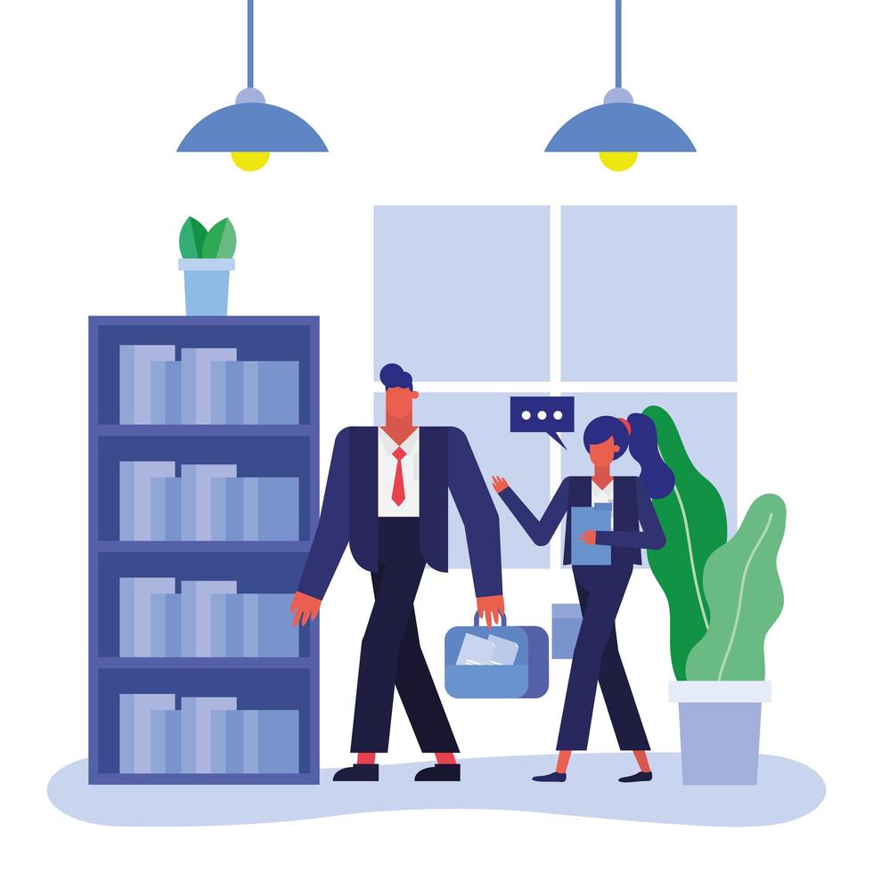 Flat design businesspeople in the office vector