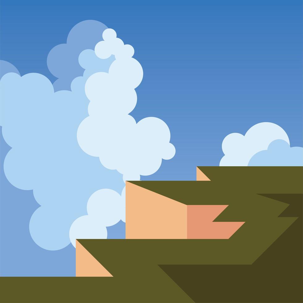 paisaje de un acantilado con fondo de nubes vector