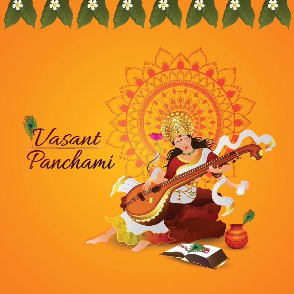 ilustración creativa de la diosa saraswati feliz vasant panchami vector