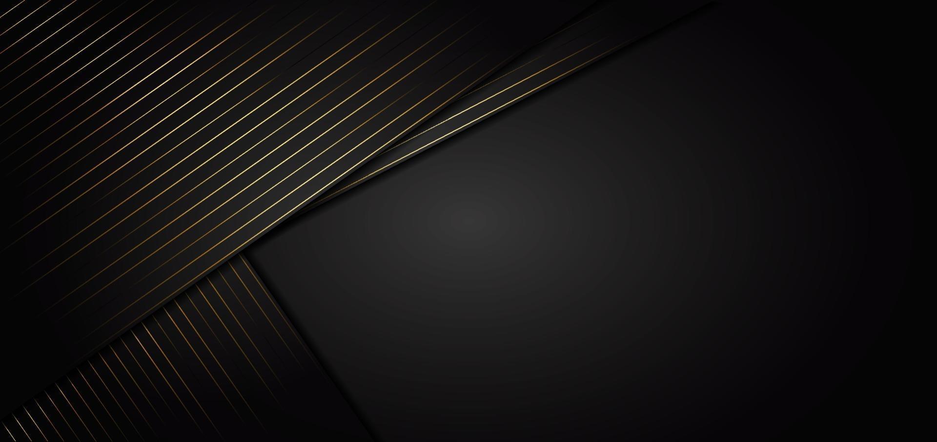 Abstract stripes golden lines diagonal overlap on black background. Luxury stryle. vector