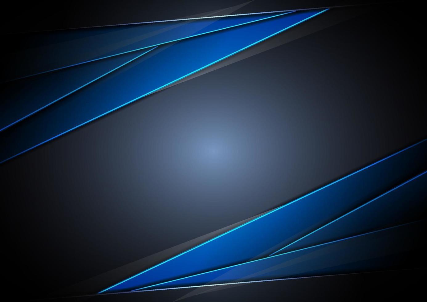 Abstract template blue metallic overlap with blue light modern technology style on dark background. vector