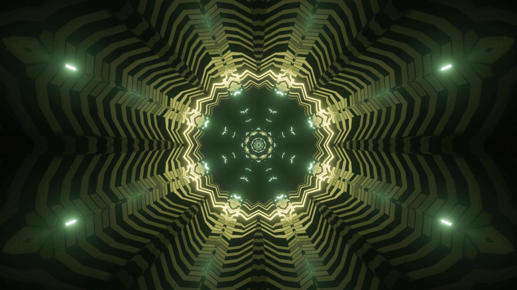 Green and yellow kaleidoscope 3d illustration design for background or wallpaper photo