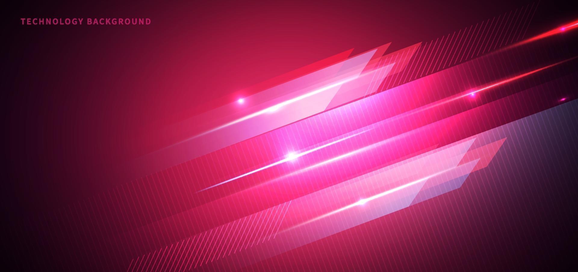 Abstract banner red geometric with lighting red effect background with space for your text. Technology concept. vector