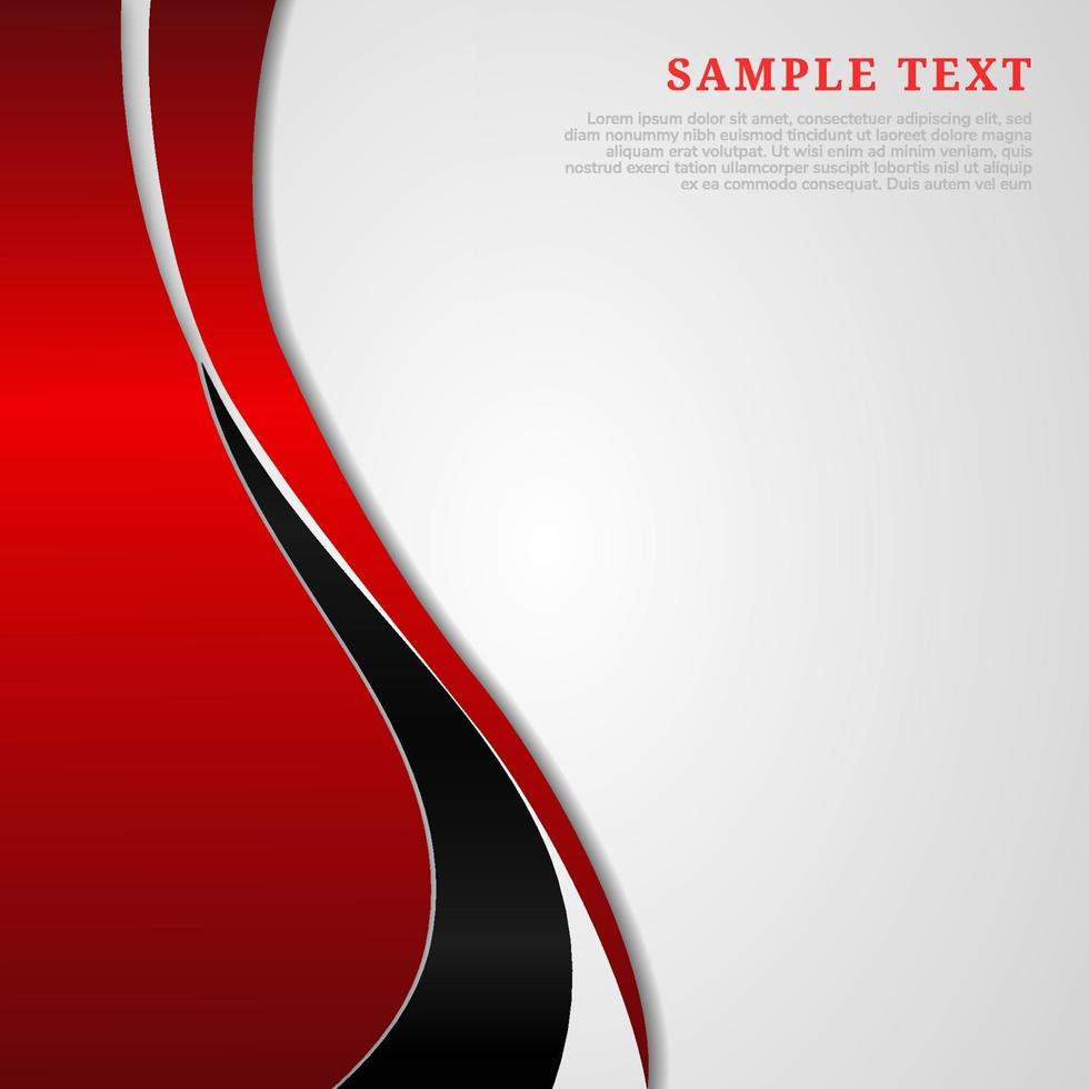 Abstract template red and black curve with copy space for text on white background. Modern style. vector