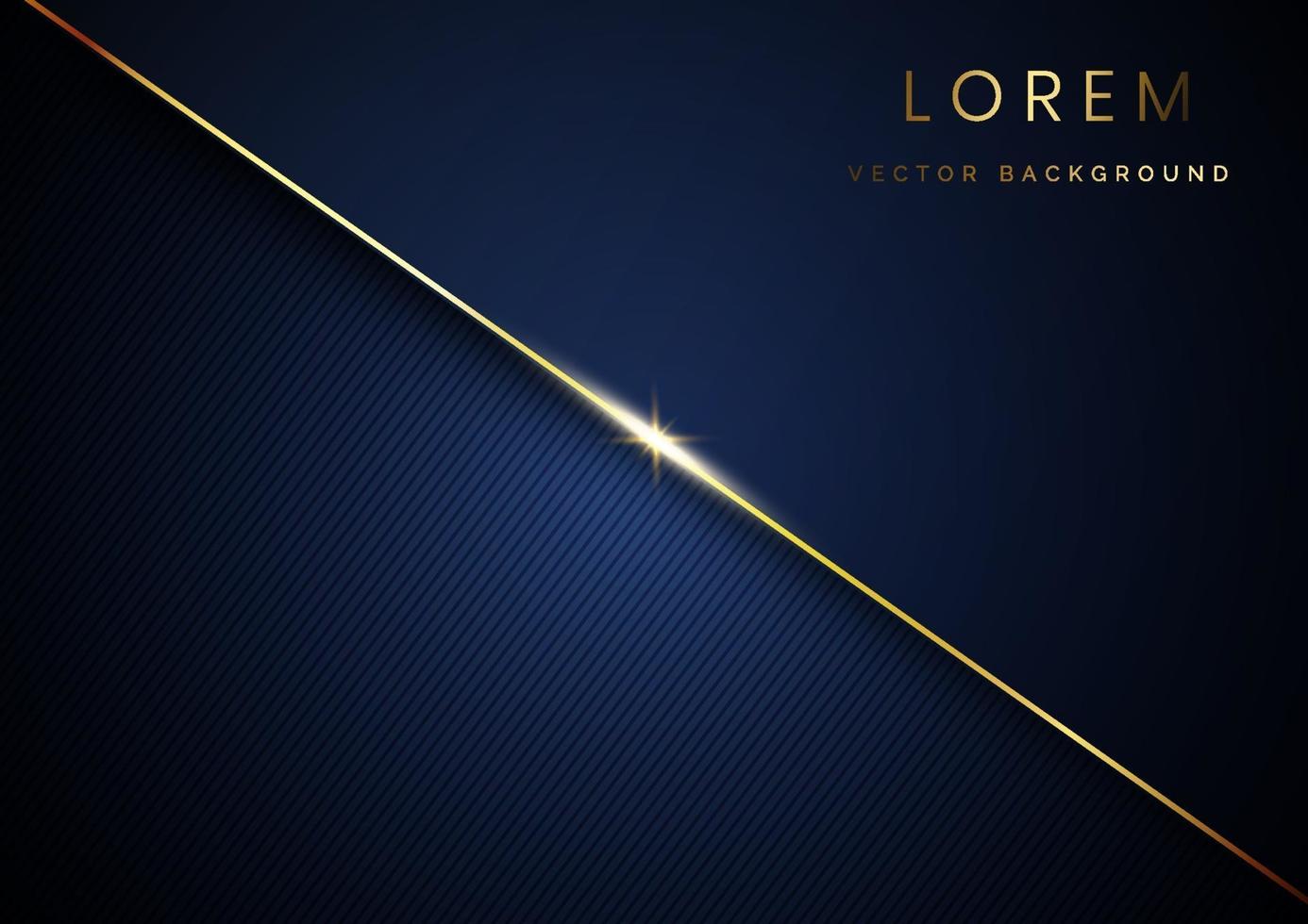 Luxury template diagonal lines stripe dark blue background with golden line decor and copy space for text. vector