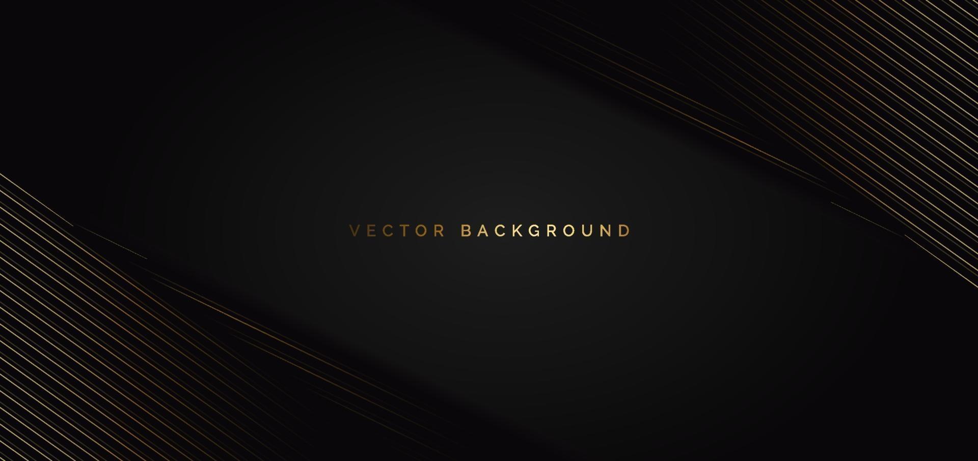 Abstract stripes golden lines diagonal overlap on black background. Luxury style. vector