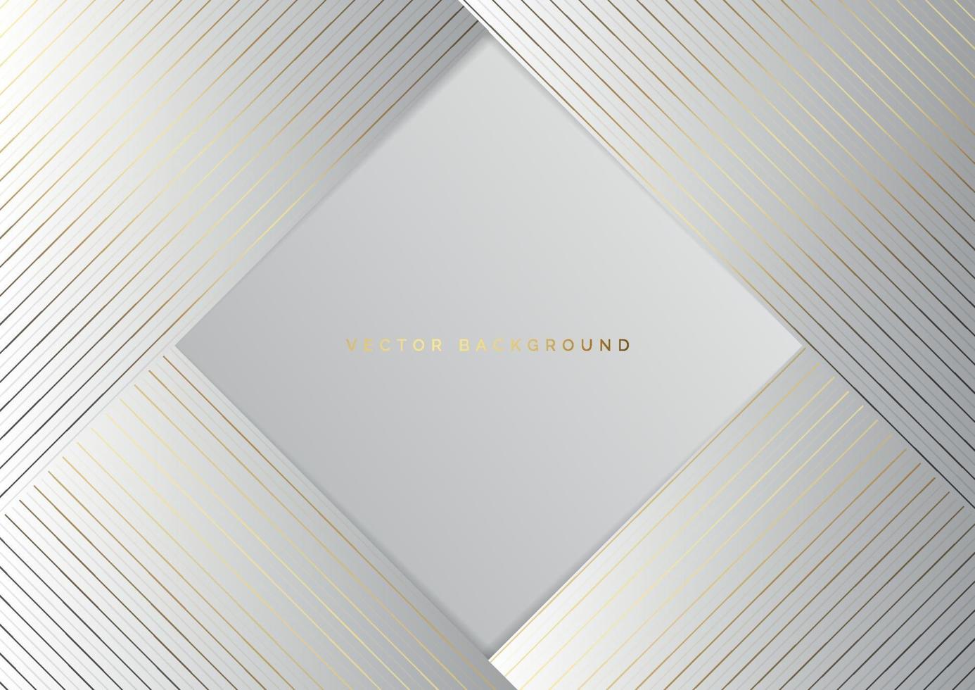 Abstract white triangle background with striped lines golden. Luxury style. vector