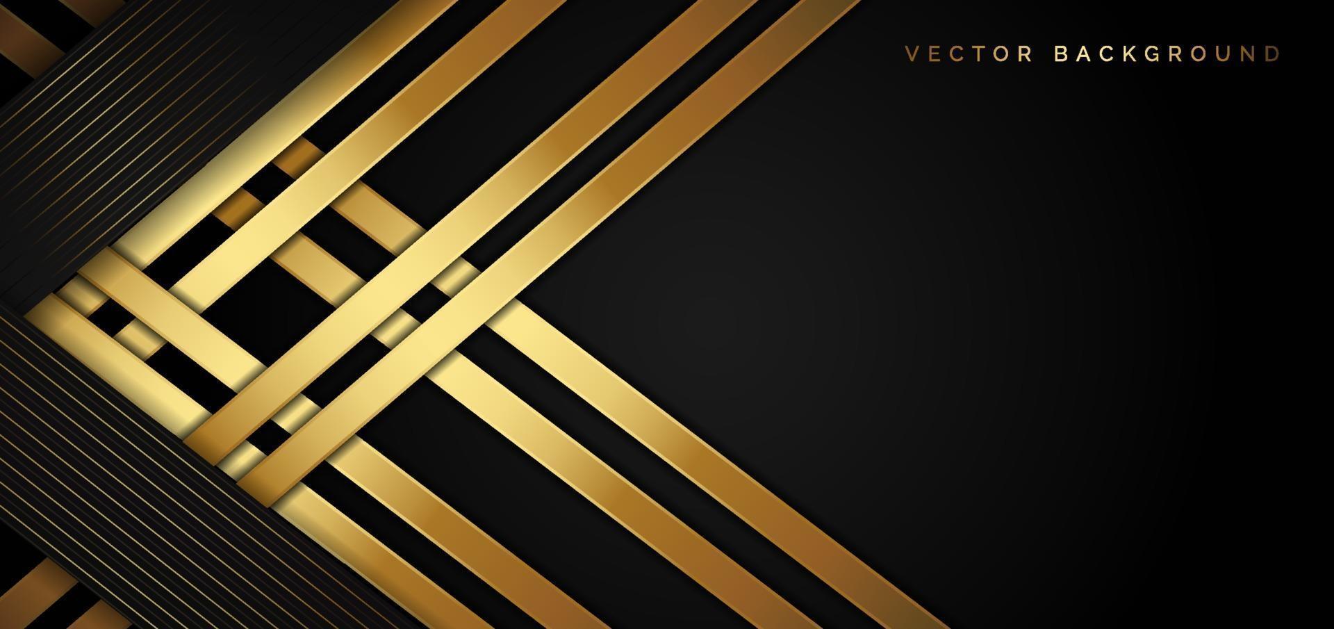 Abstract template black triangle background with striped lines golden. Luxury style. vector