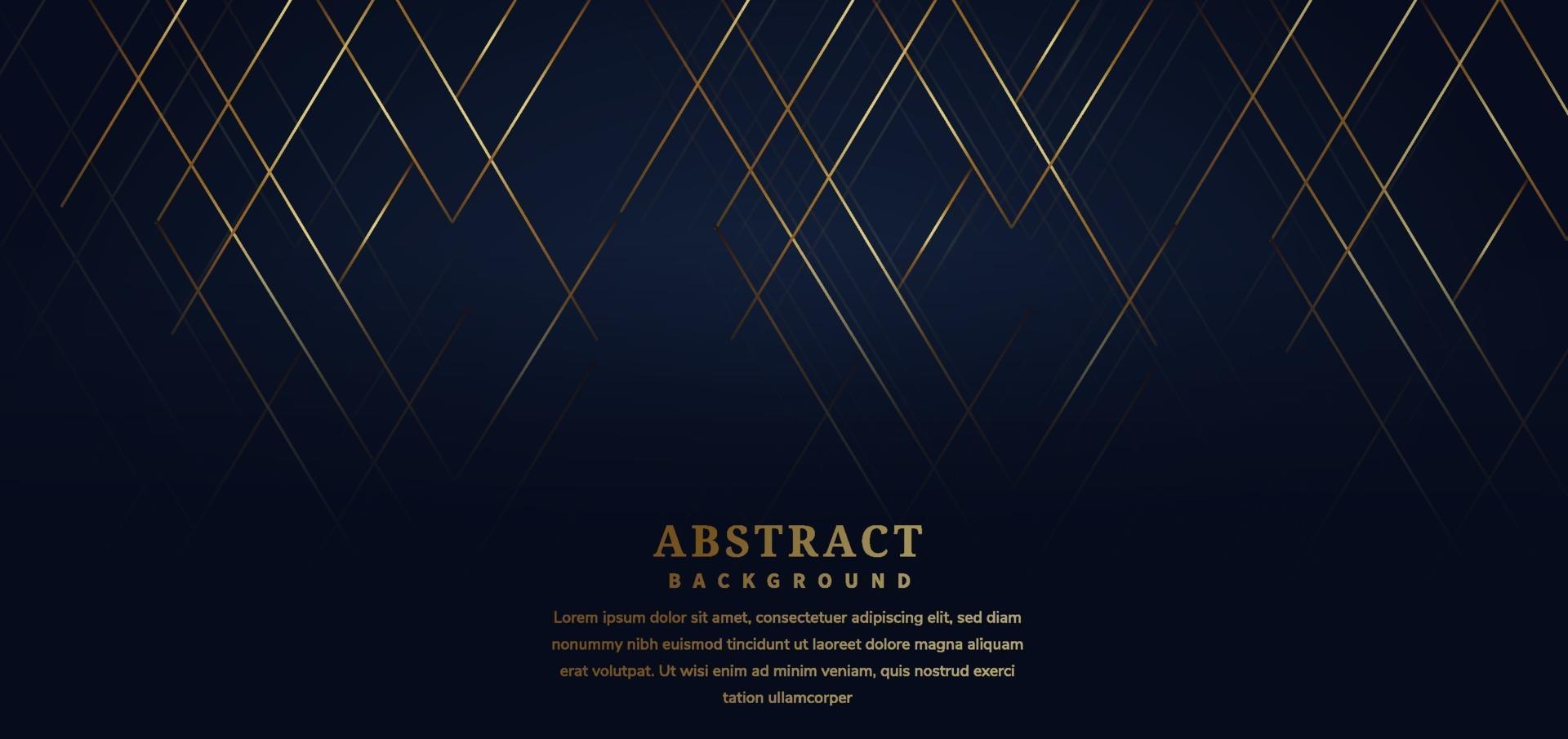Abstract template stripe lines gold color on dark blue background. Luxury style. vector