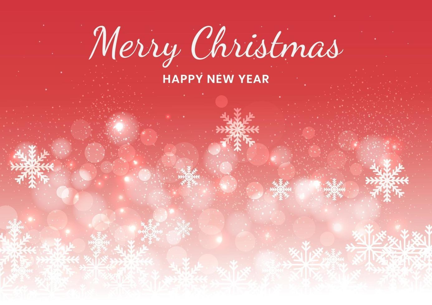 Christmas red background of snowflakes and bokeh. vector