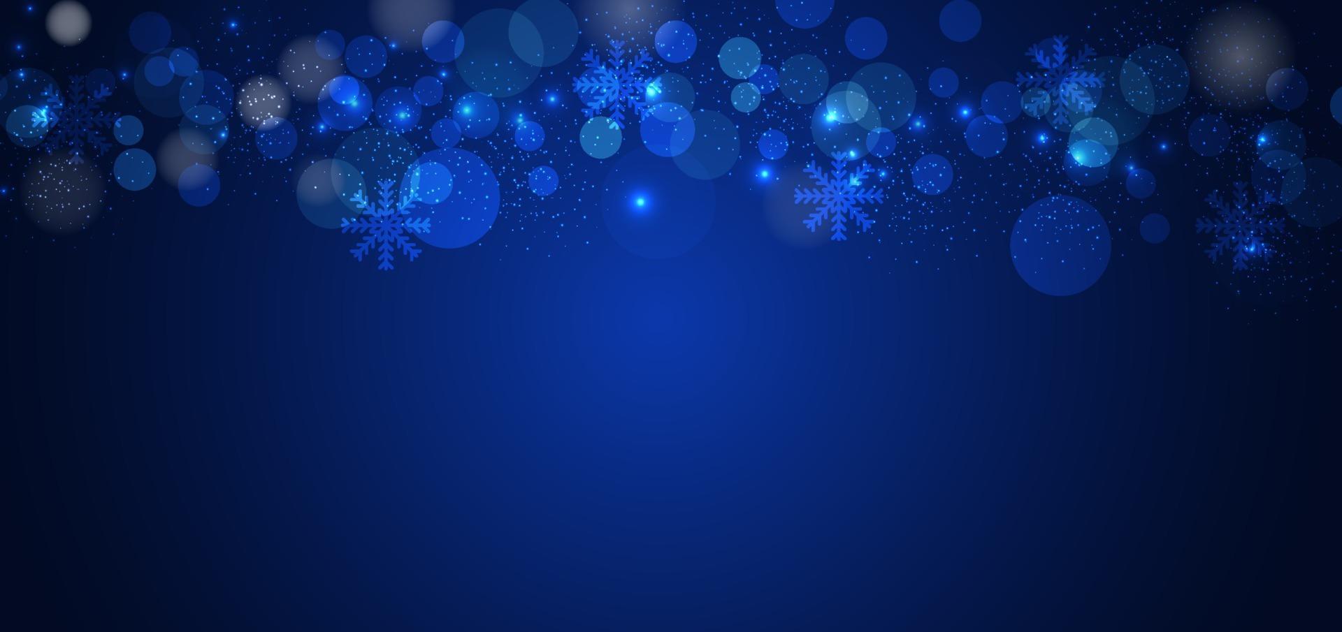 banner feliz navidad copos de nieve diseño de fondo azul. vector